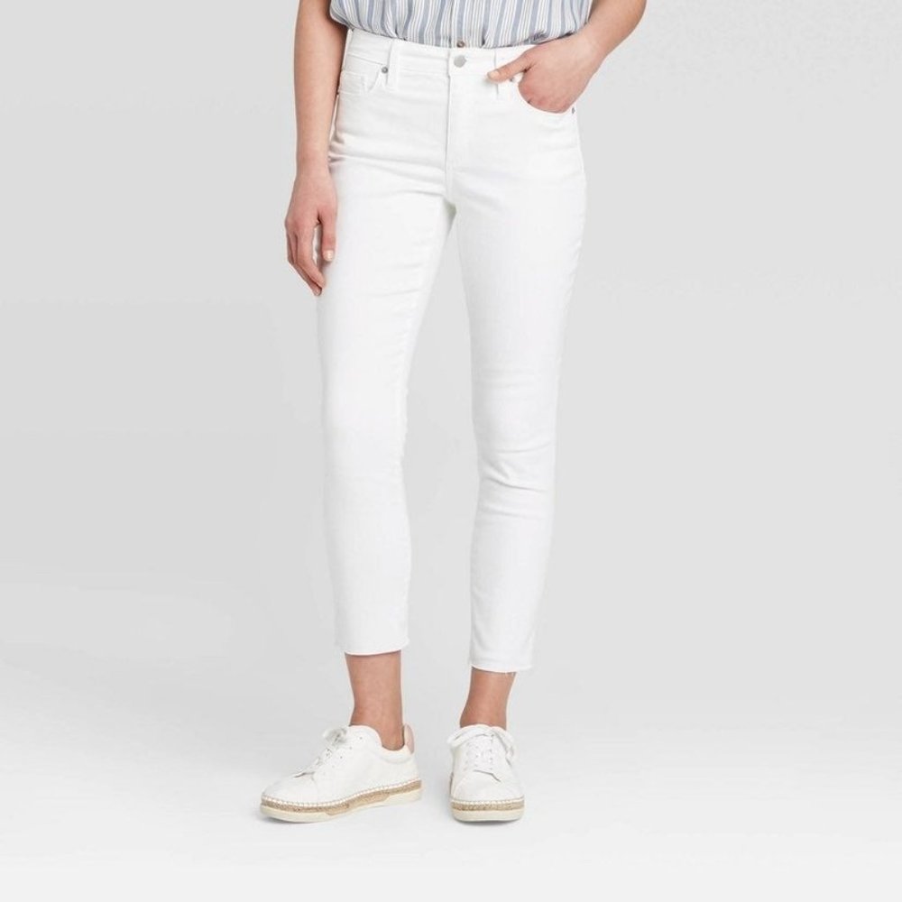 High Rise Crop SkinnyJeans Size 10 White